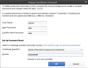 change quickbooks password