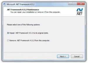 Damaged Microsoft .NET Framework