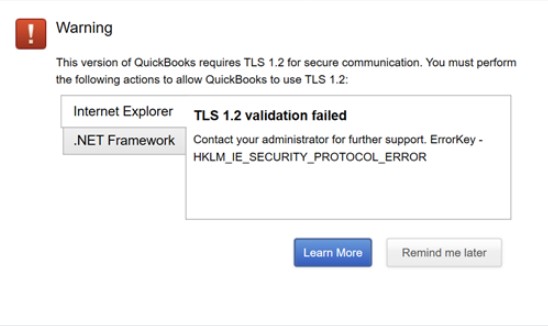 QuickBooks TLS 1.2 Validation Failed Error