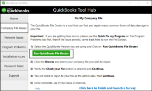 Use the QuickBooks File Doctor Tool