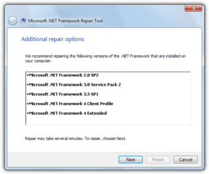 Repair or reinstall Microsoft .NET Framework
