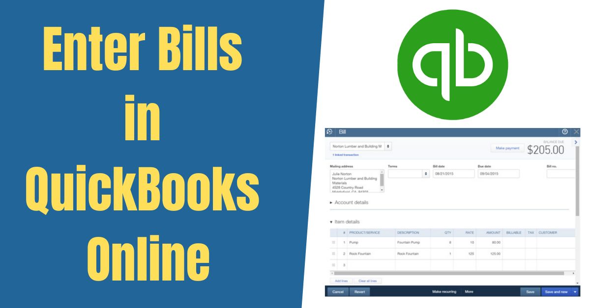 Quickbooks Enter Bills